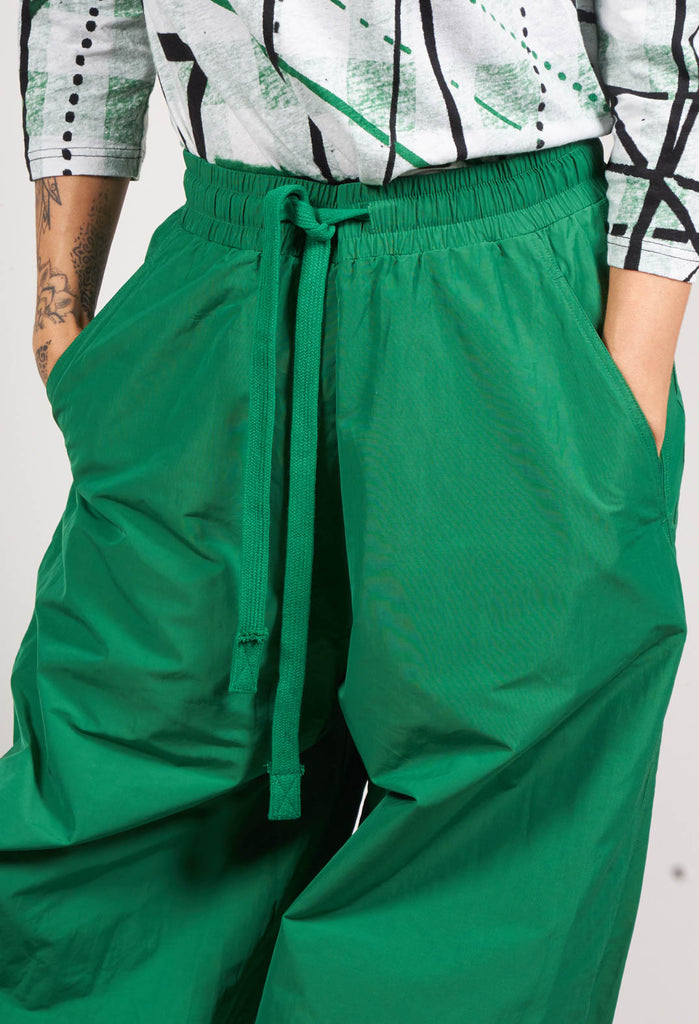 Wide Tulip Shape Trousers with Elasticated Waist in Apple