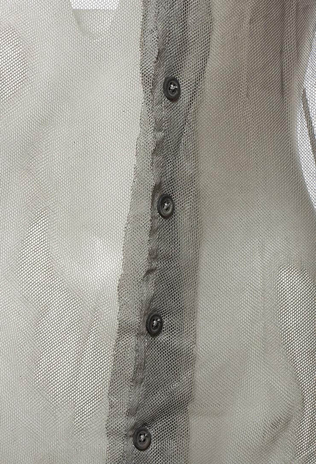 Net T Shirt with Button Front in Light Grey