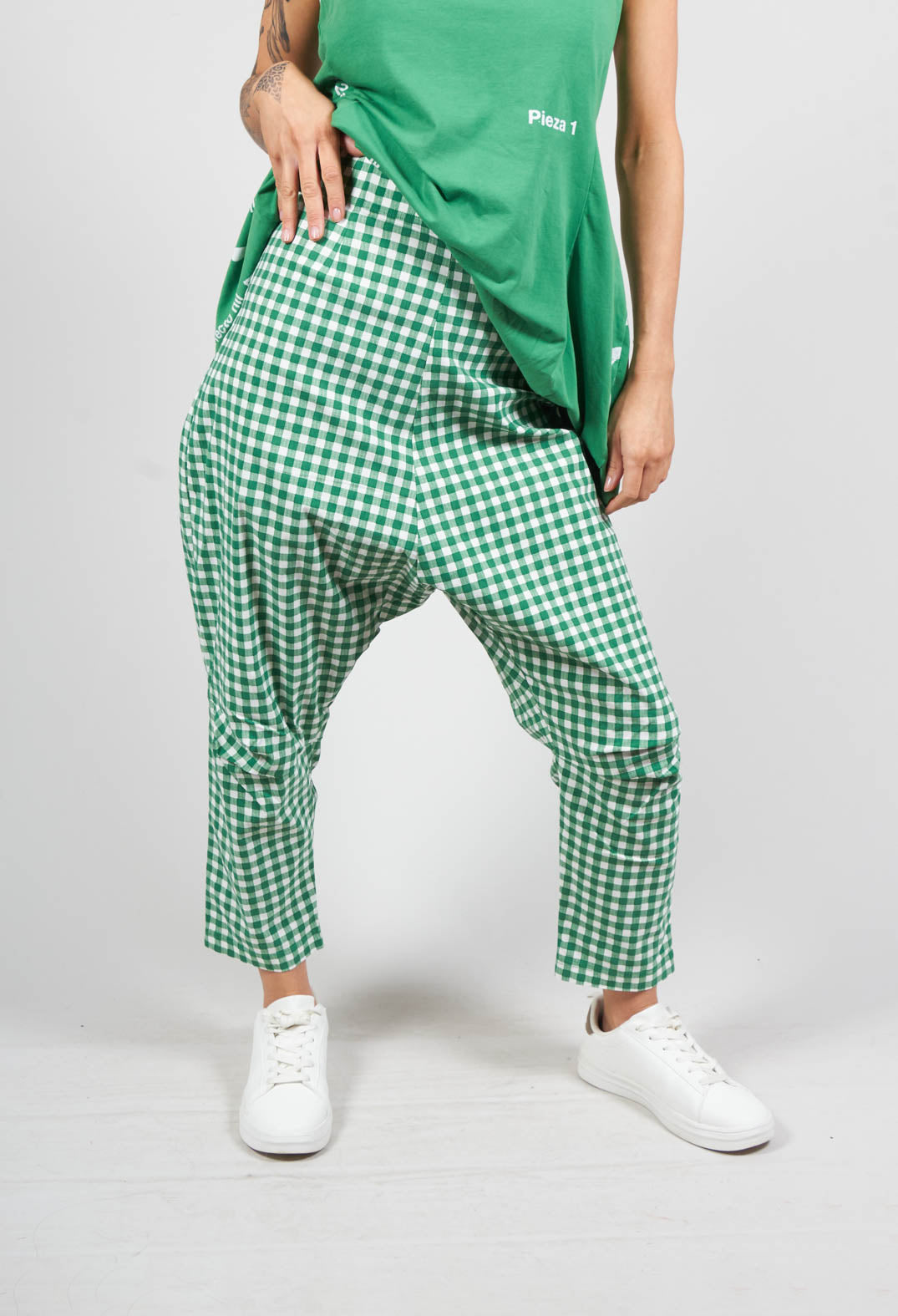 Jodhpur Style Cropped Trousers in Apple Check