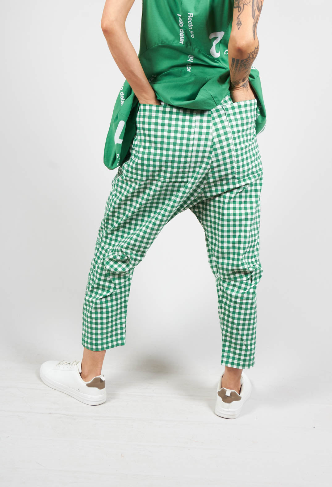 Jodhpur Style Cropped Trousers in Apple Check