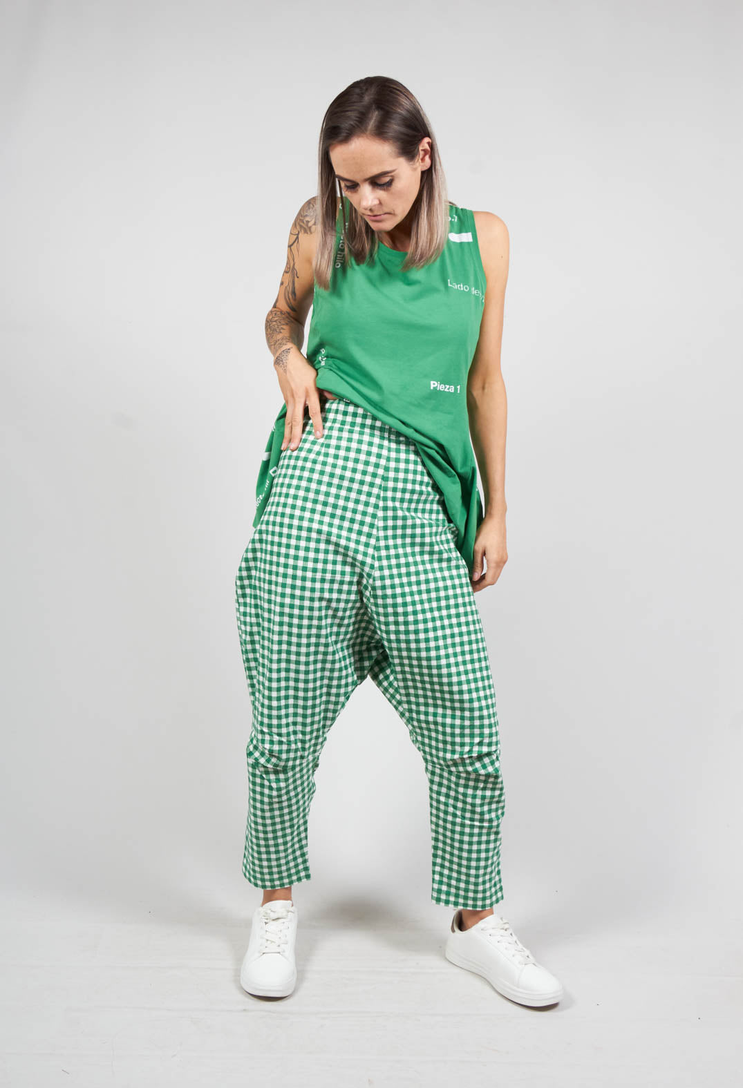 Jodhpur Style Cropped Trousers in Apple Check