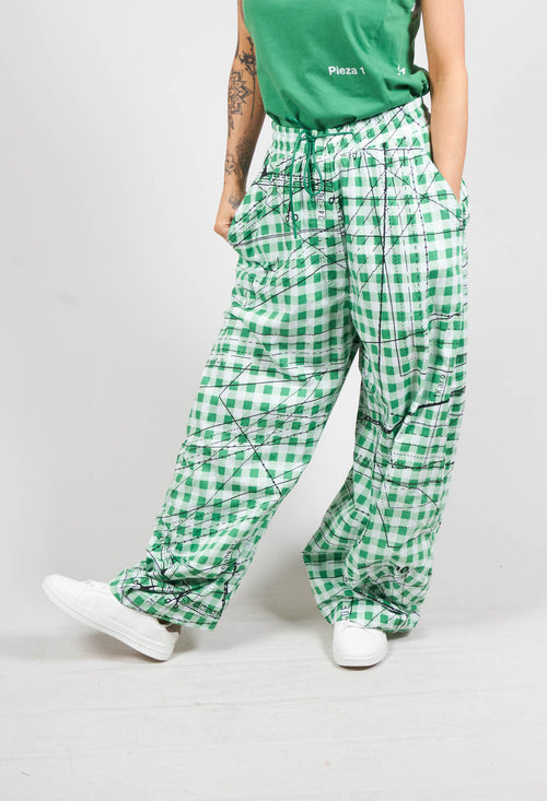 Relaxed Fit Trousers with Elasticated Waist in Apple Print