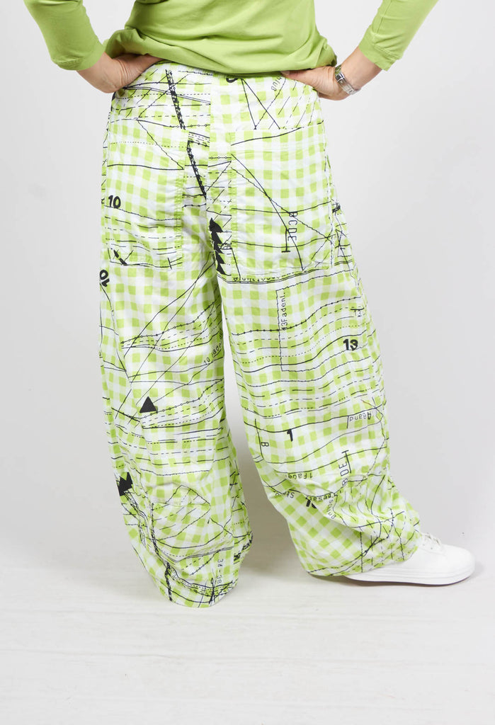 Relaxed Fit Trousers with Elasticated Waist in Kiwi Print