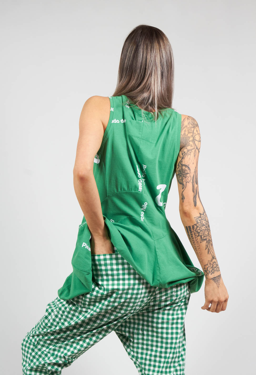 Vest Top with Waterfall Hemline in Apple Print