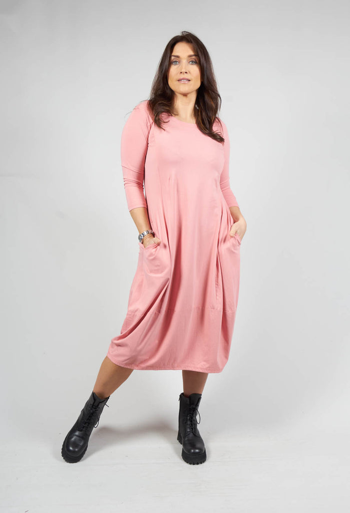 Three-Quarter Length Sleeve Jersey Dress in Lychee