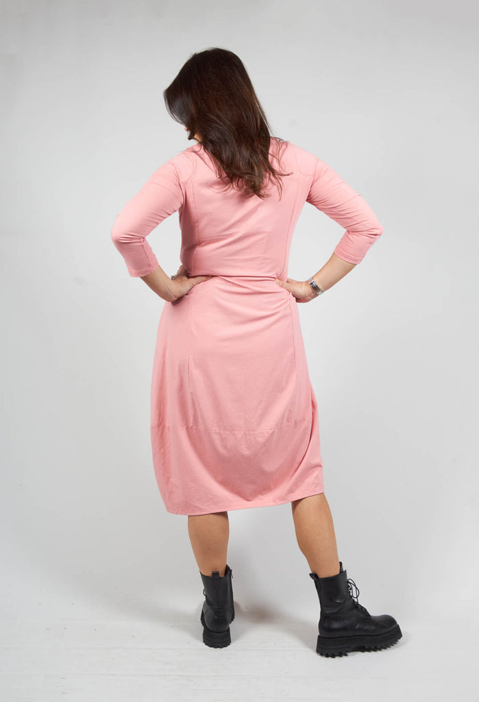 Three-Quarter Length Sleeve Jersey Dress in Lychee