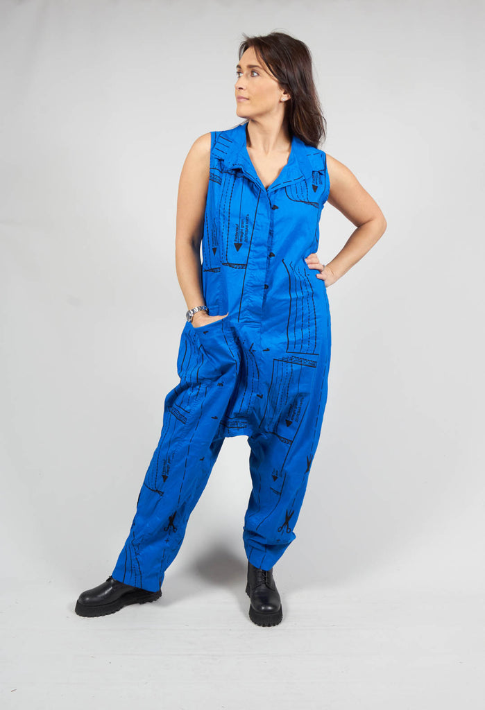 Sleeveless Jumpsuit in Blueberblack Allover