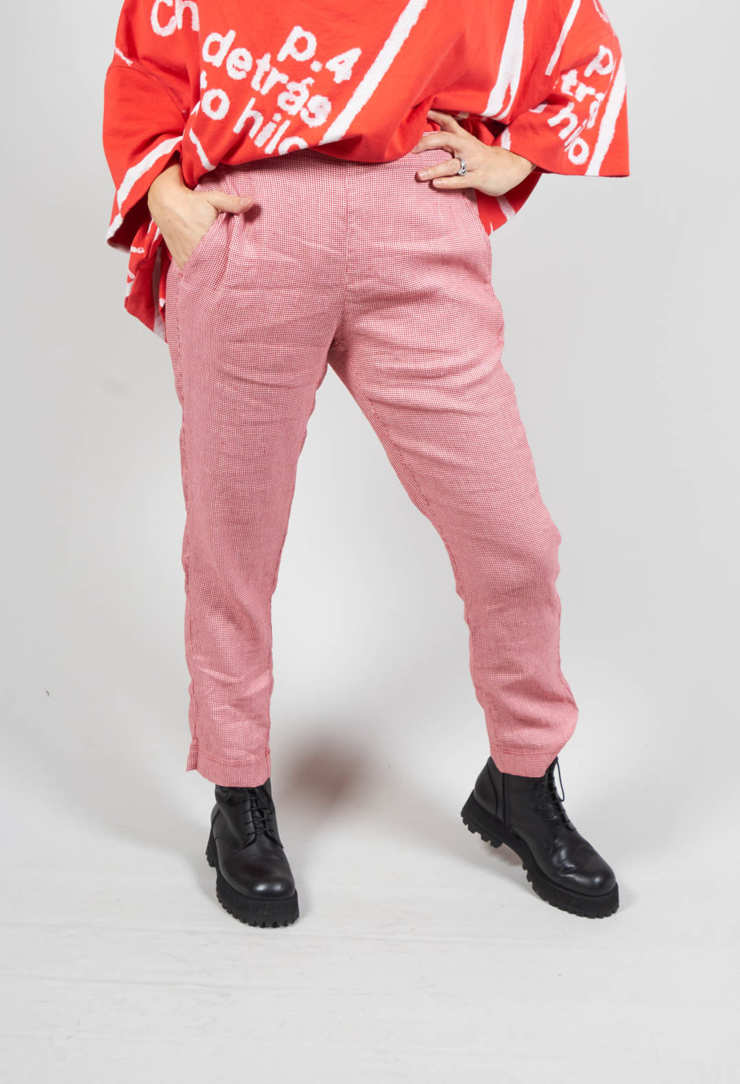 Straight Leg Trousers in Melon Check