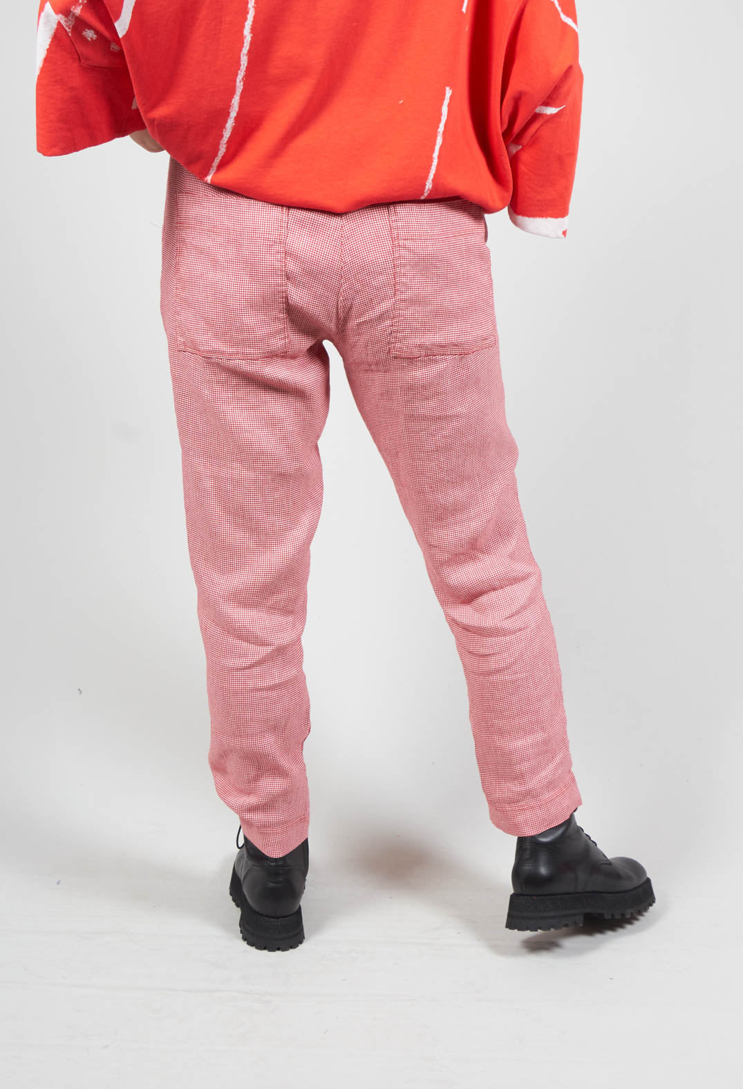 Straight Leg Trousers in Melon Check