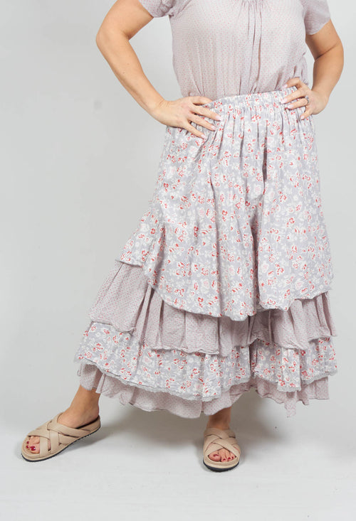 Jupon Tiered Skirt in Grey Floral
