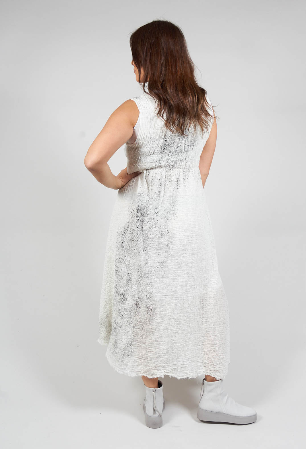 Alyson Dress with Hand Painting in White