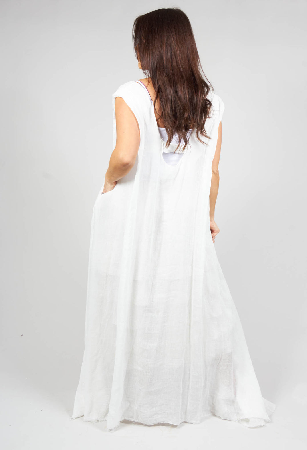 Kate Dress with Asymmetric Hem in White