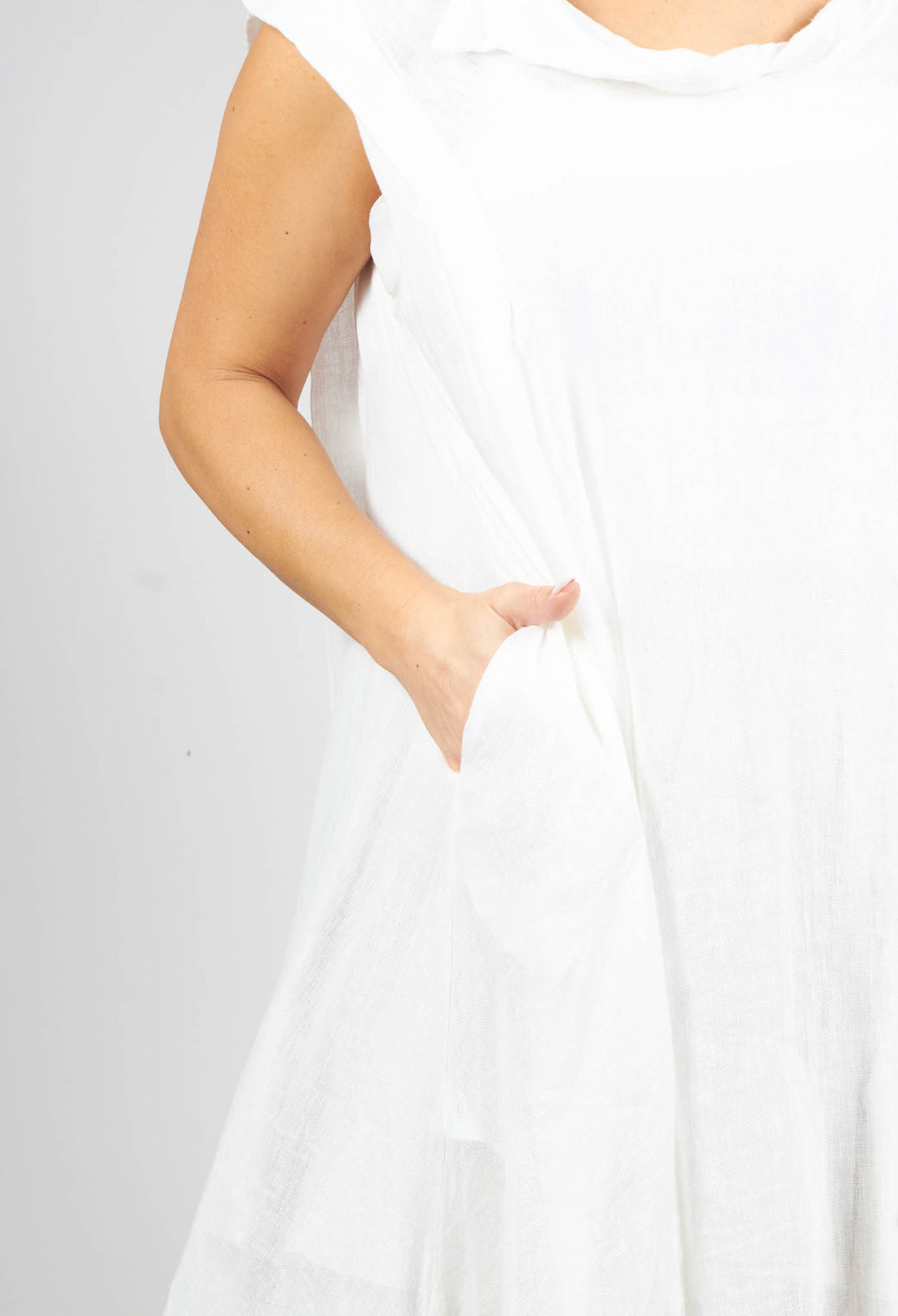 Kate Dress with Asymmetric Hem in White