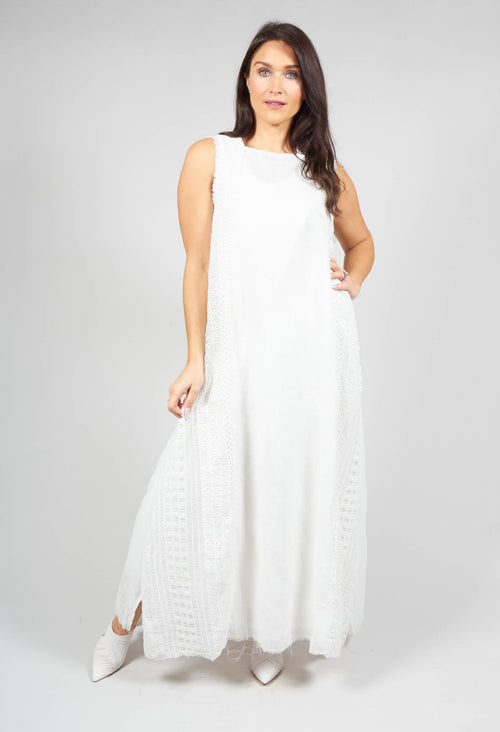 Agatha Dress with Lace Detail in White