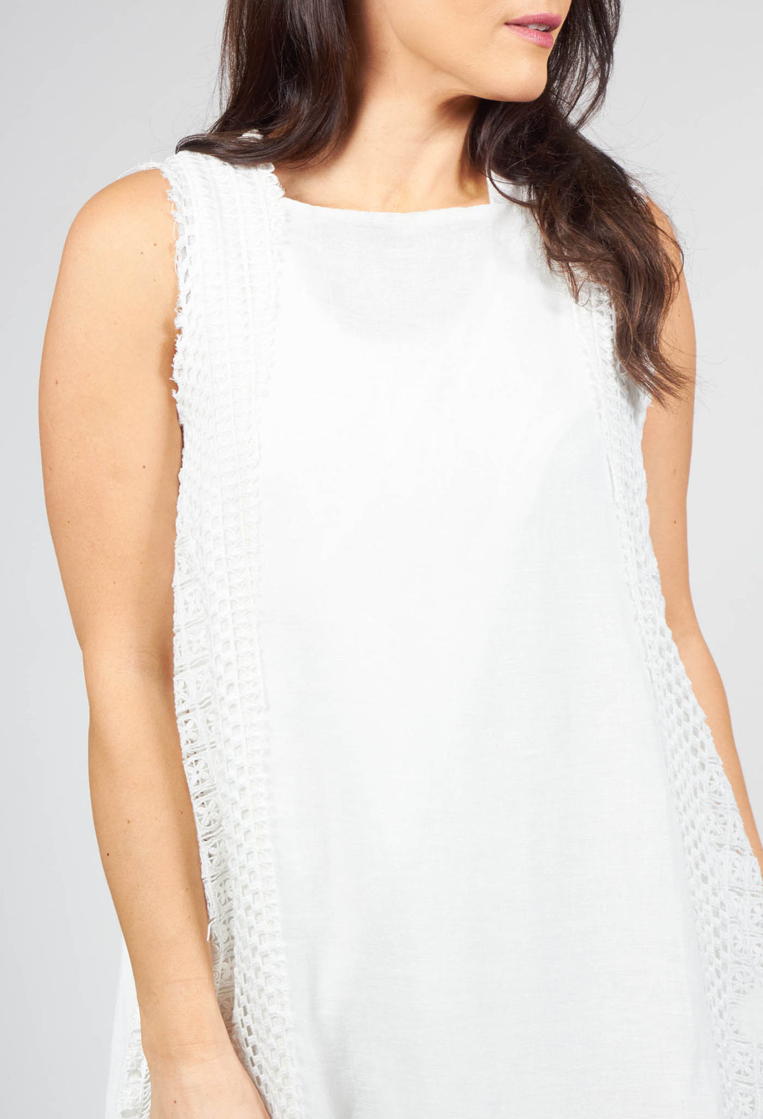Agatha Dress with Lace Detail in White