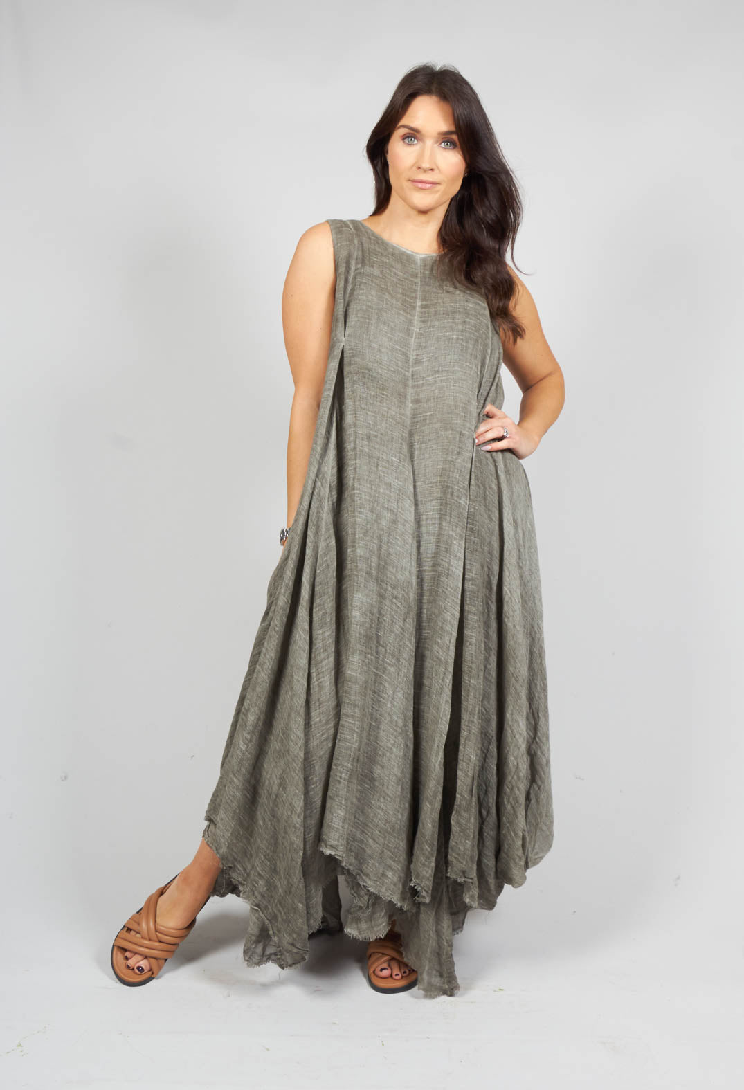 Air A Line Dress in Grey Green