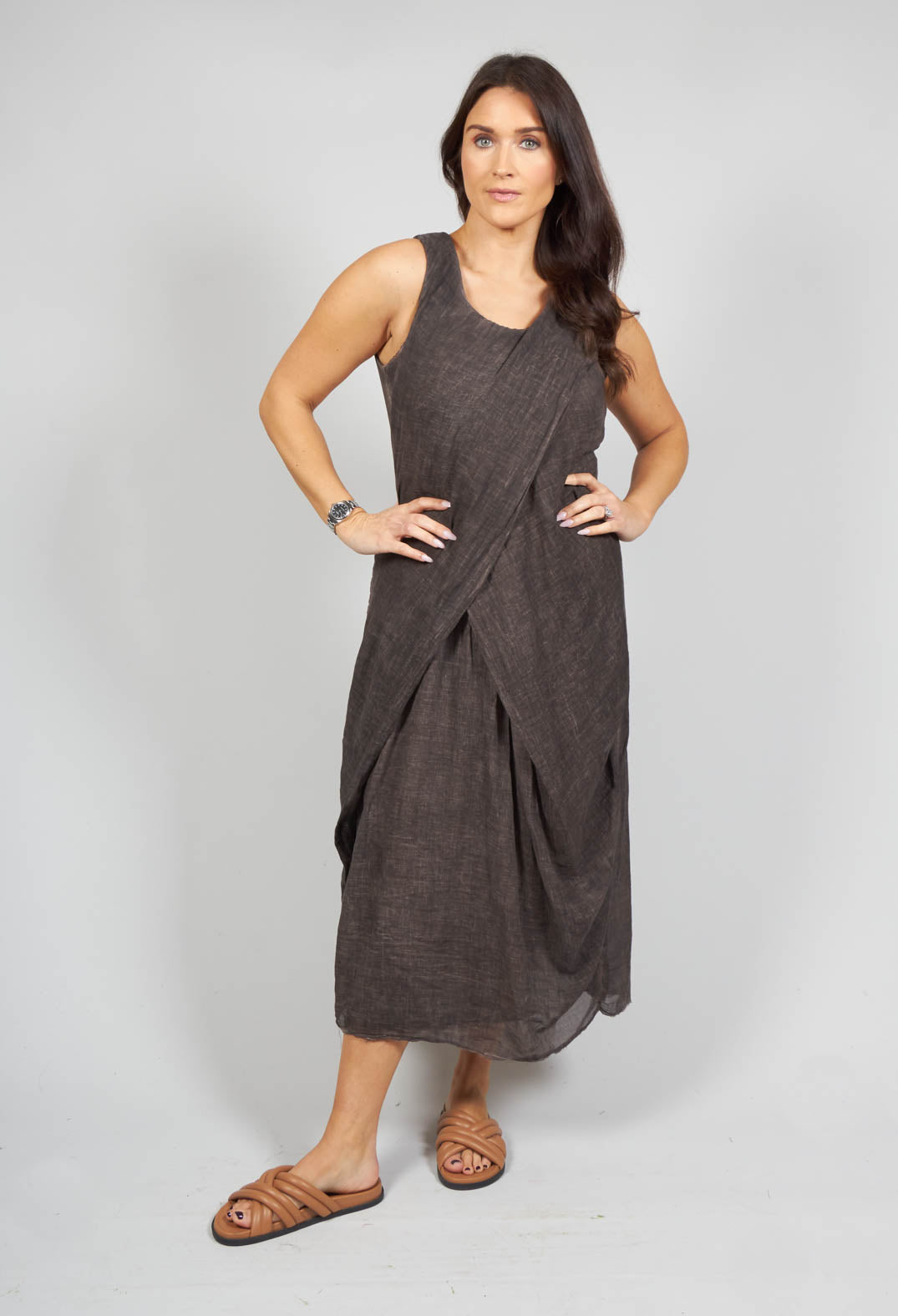 Edith Dress with Overlay in Cacao