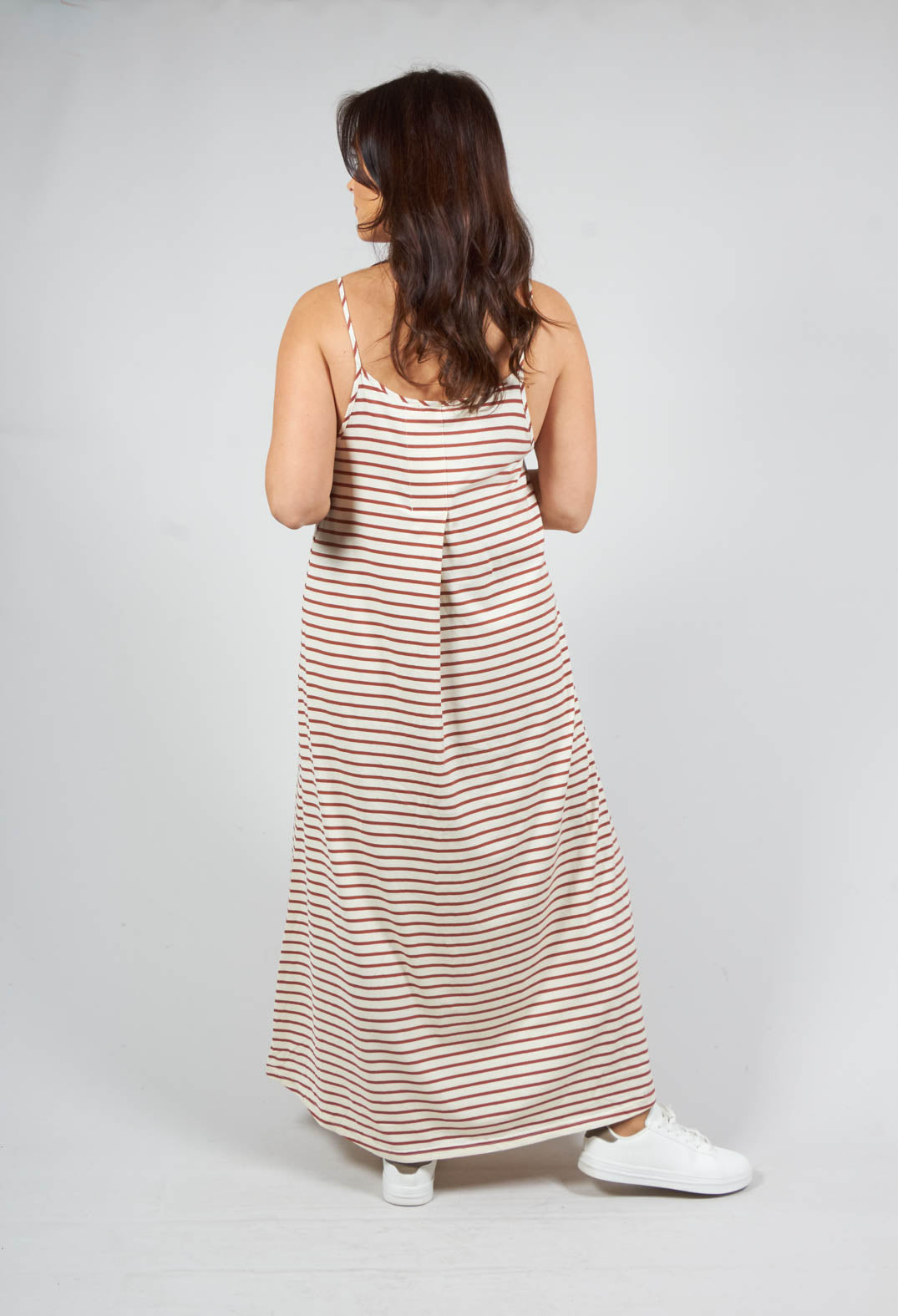 Vetro Dress with Thin Straps in Argilla and Latte