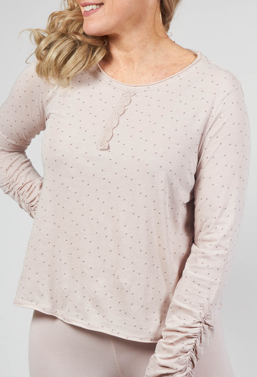 Long Sleeve Jersey Top in Dots