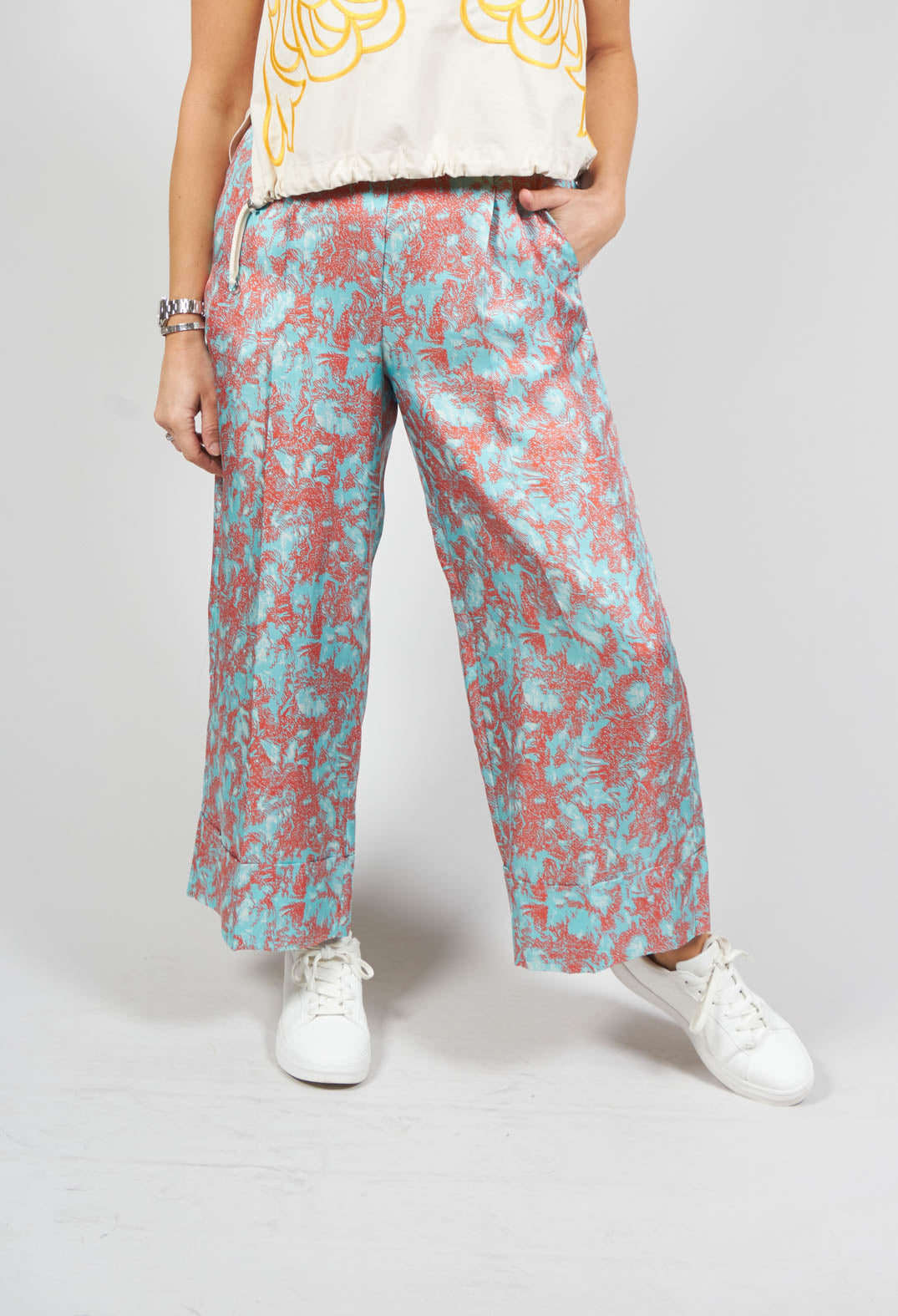 printed culottes with front pockets