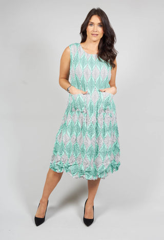 Crinkle Dress with Front Pockets in Aqua Pods