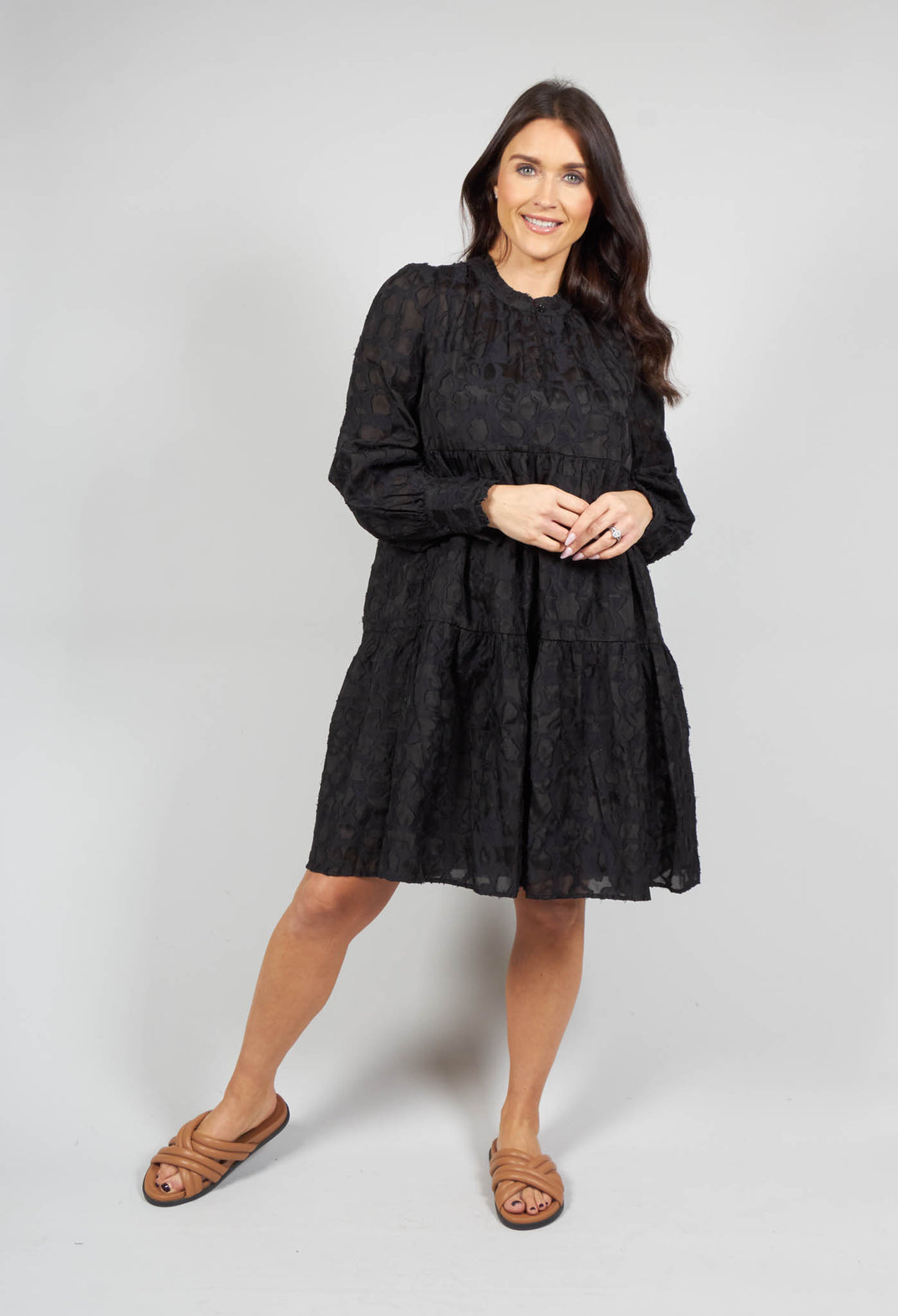 Mini Dress with Balloon Sleeves in Black