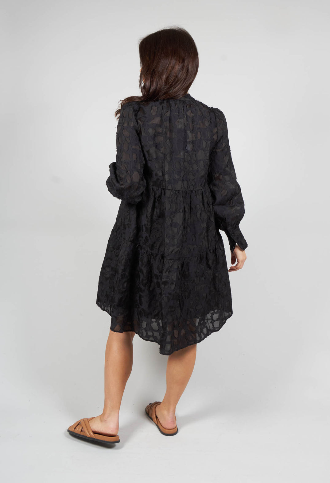 Mini Dress with Balloon Sleeves in Black