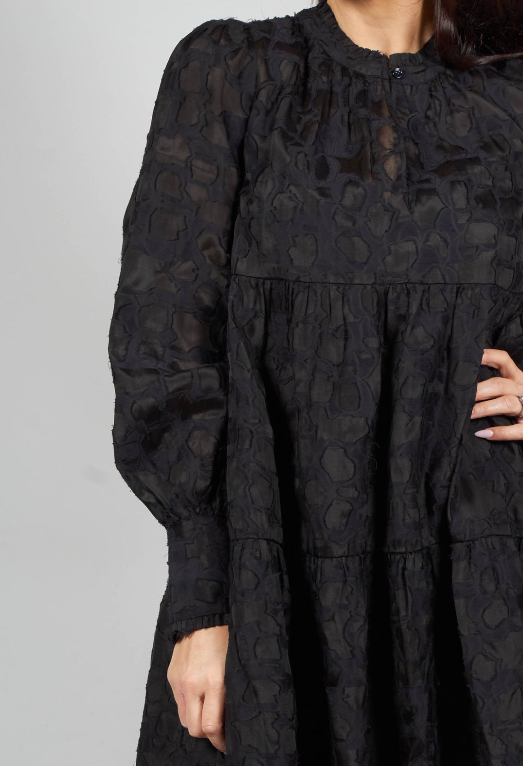 Mini Dress with Balloon Sleeves in Black