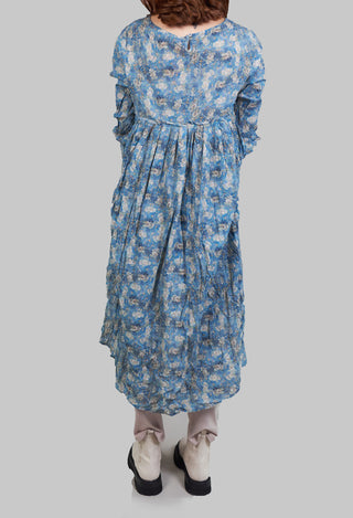 Tunic Dress with Curved Hem in Blue Flower