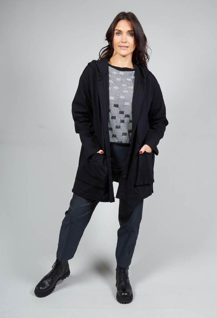 Cropped Textured Sweater in Black