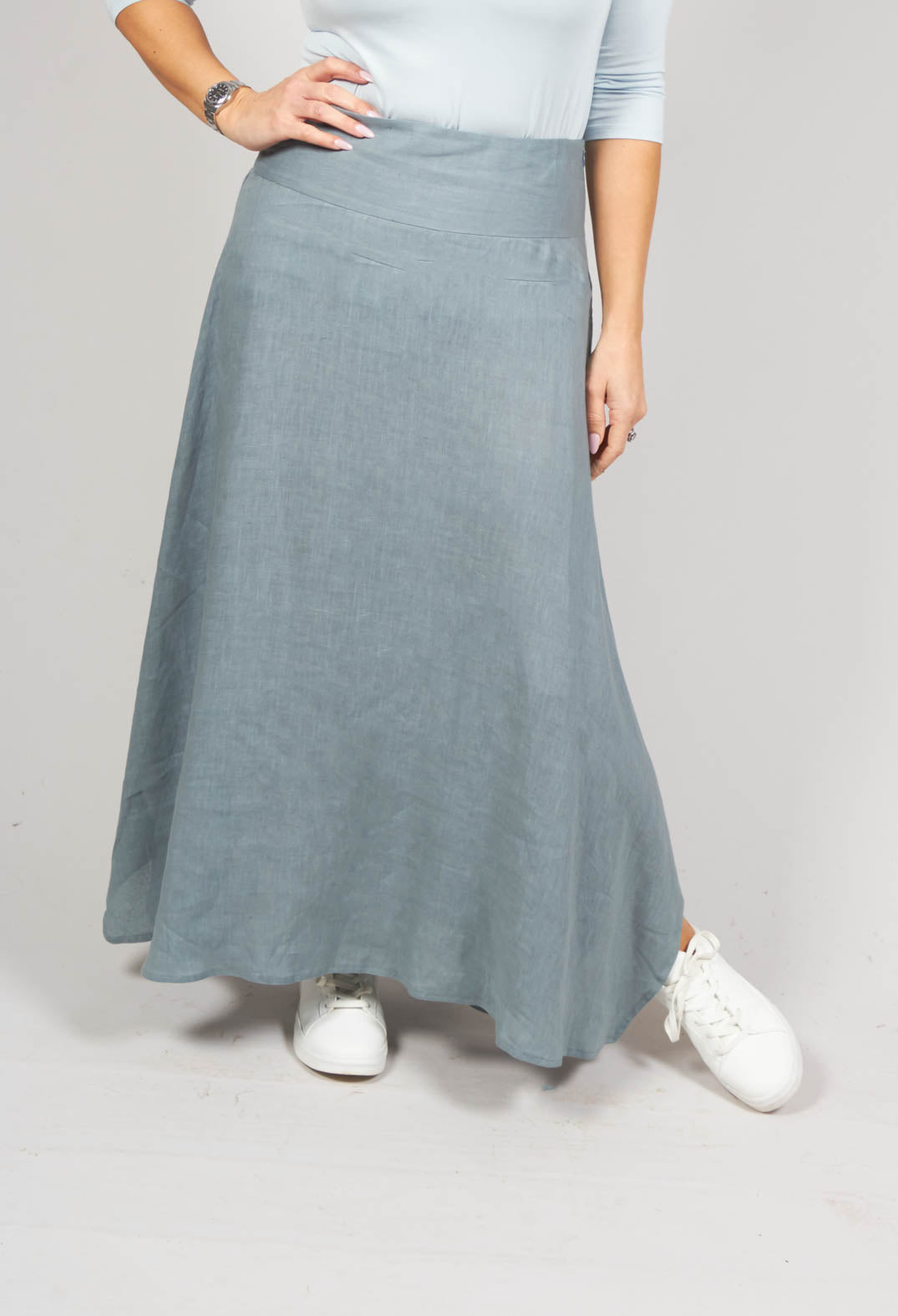 Long A Line Skirt in Blue