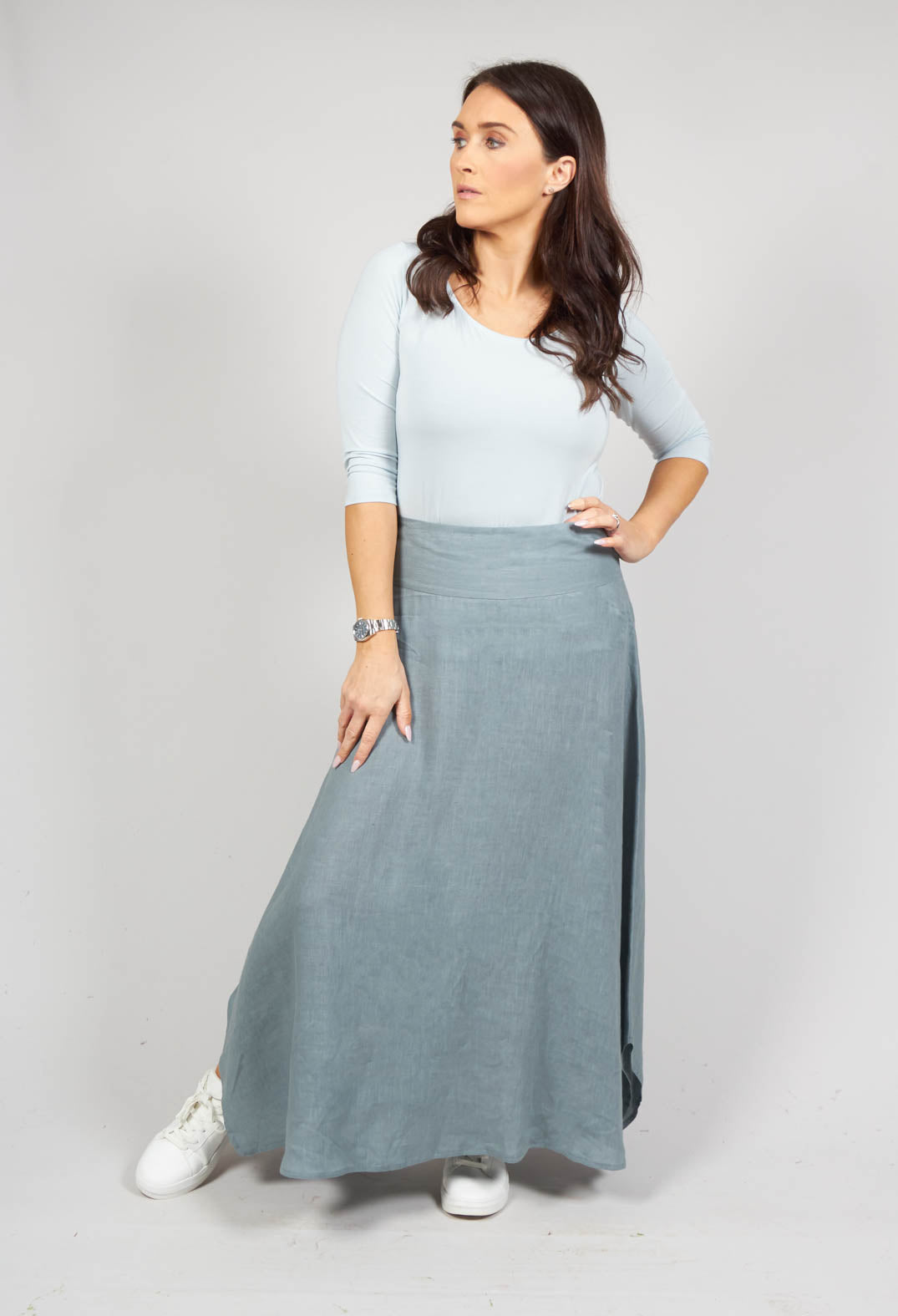 Long A Line Skirt in Blue