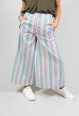 wide leg trousers with multi colour stripes