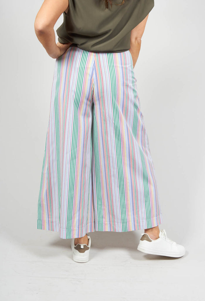 wide leg trousers with multi colour stripes