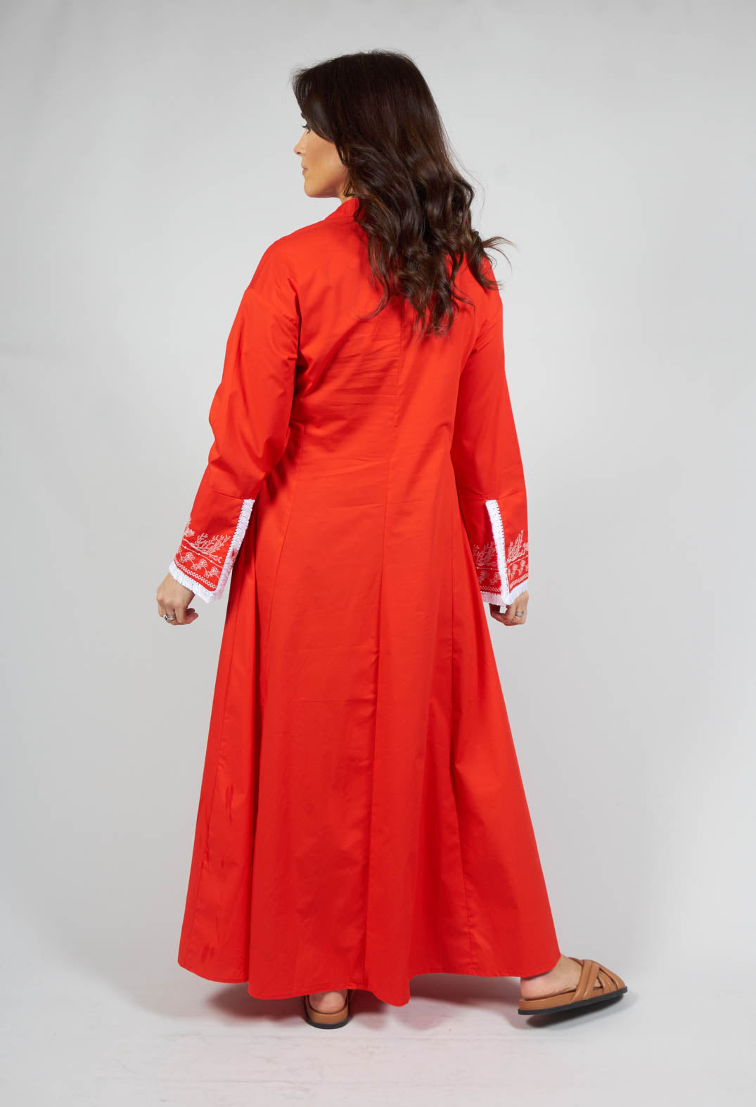 long sleeve dress with embroidery