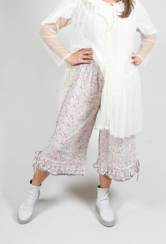Robert Bloomer Style Trousers in Grey Floral Print
