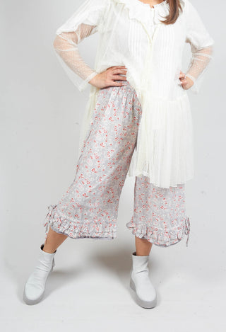 Robert Bloomer Style Trousers in Grey Floral Print