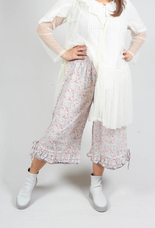 Robert Bloomer Style Trousers in Grey Floral Print