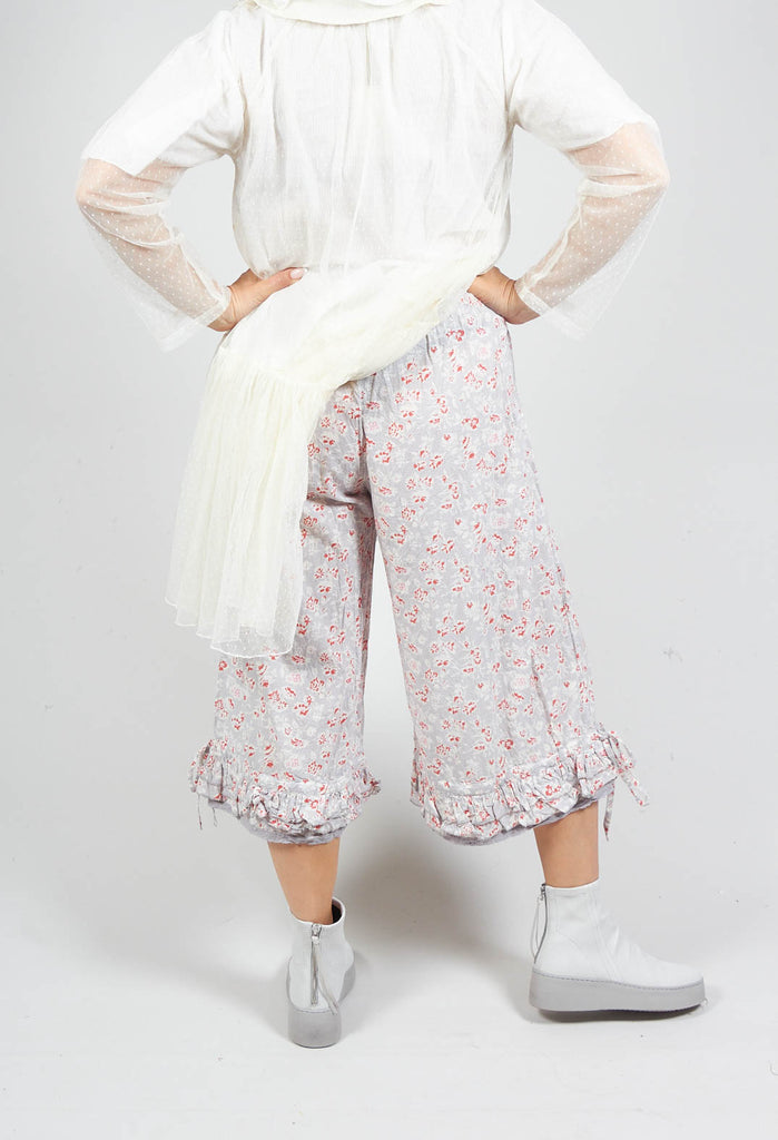 Robert Bloomer Style Trousers in Grey Floral Print