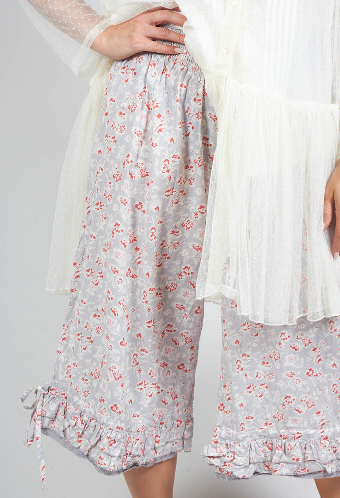 Robert Bloomer Style Trousers in Grey Floral Print