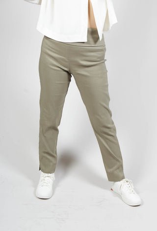 Pull on Trousers with Folded Waistband in Green