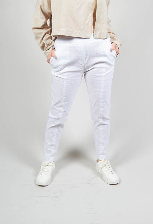 Pull on Trousers with Side Pockets in White