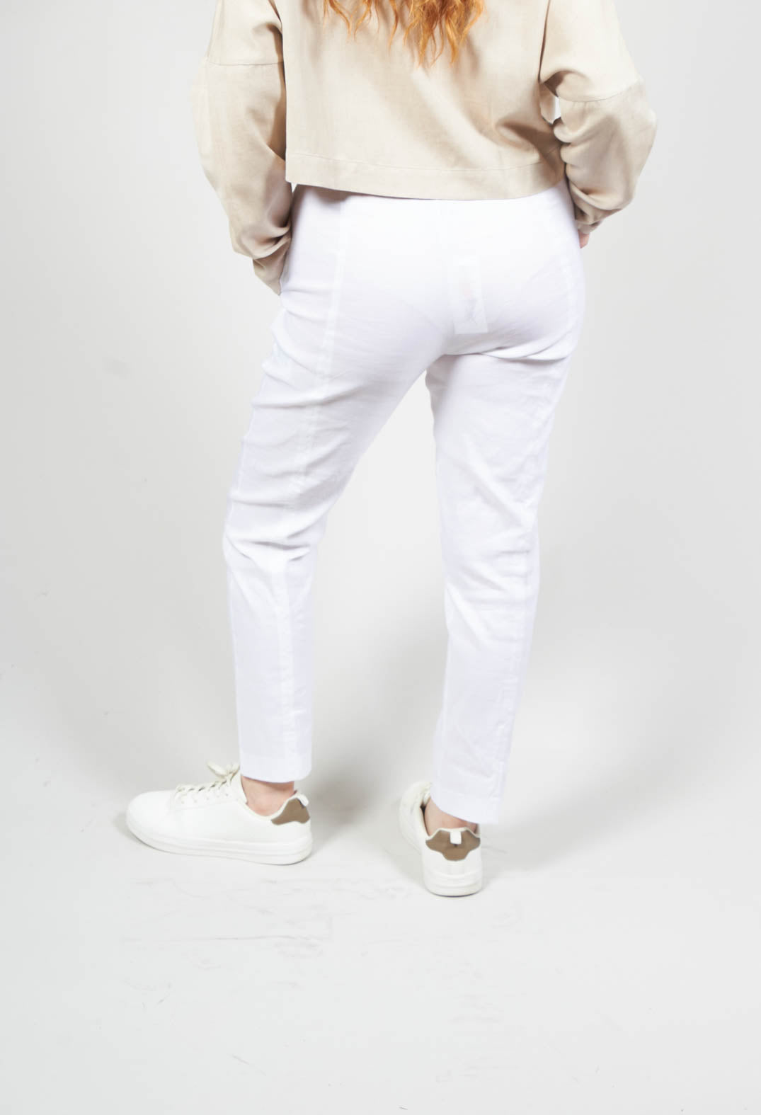 Pull on Trousers with Side Pockets in White