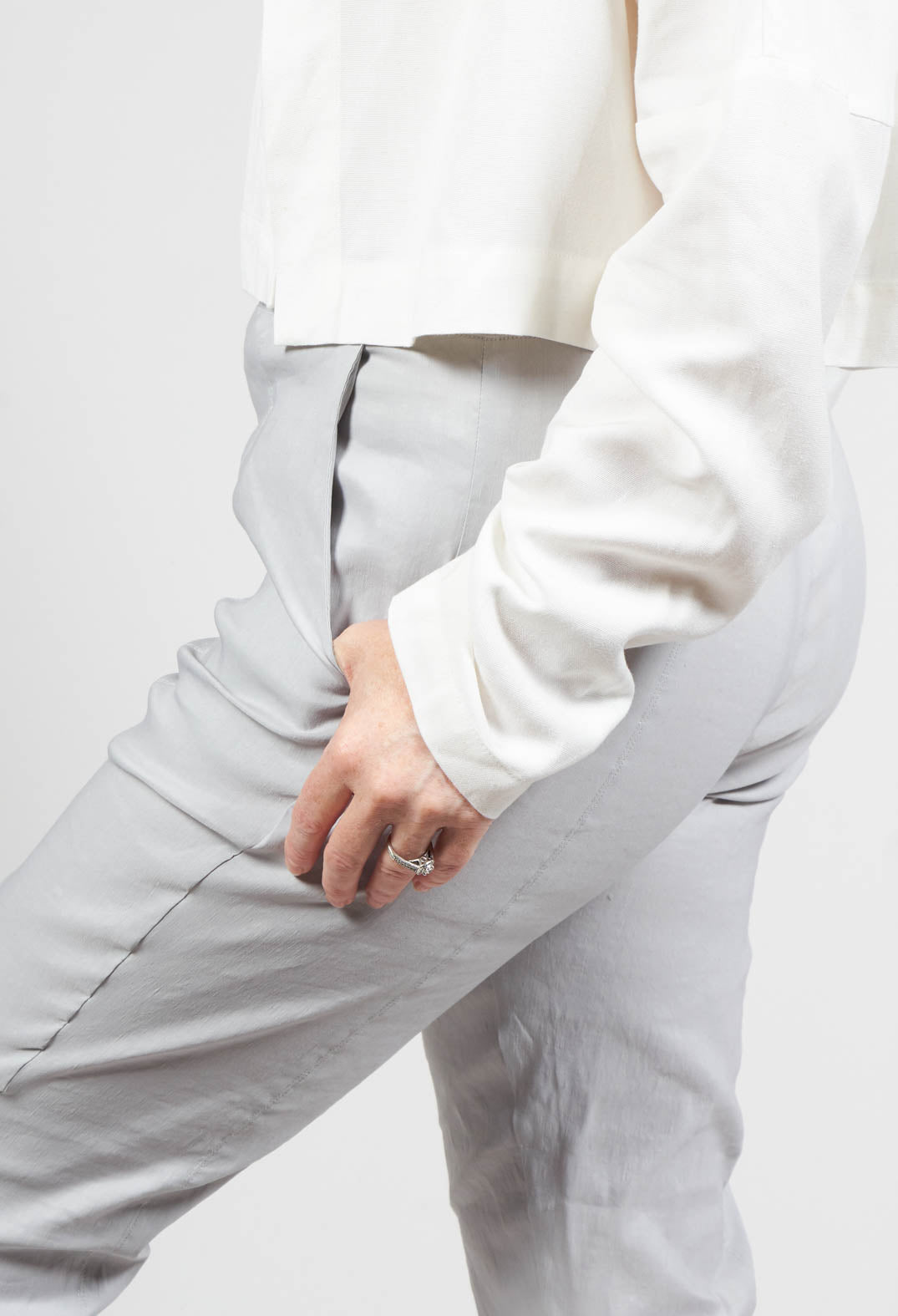 Pull on Trousers with Side Pockets in Grey