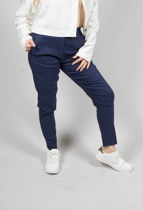Pull on Trousers with Side Pockets in Navy
