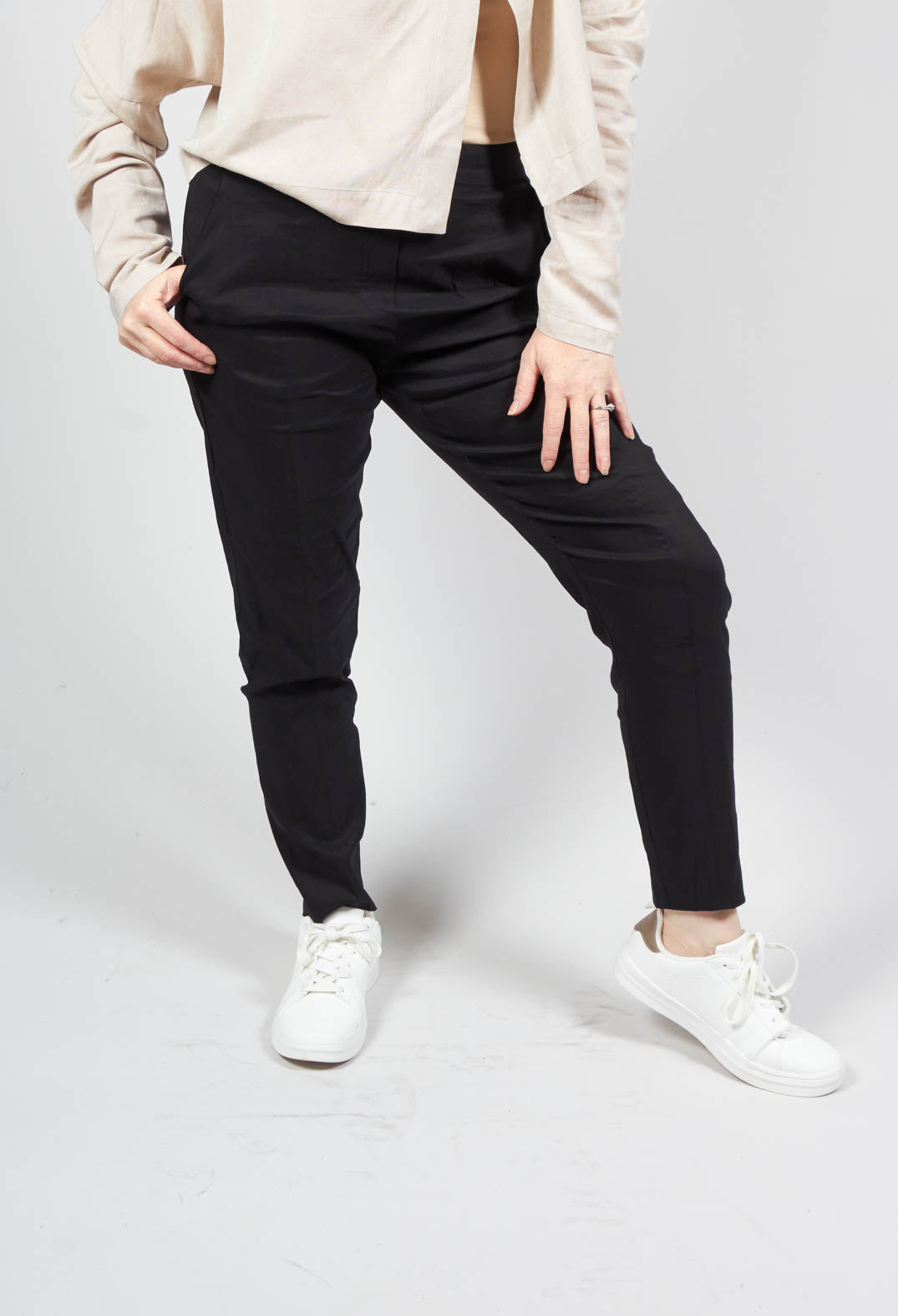 Pull on Trousers with Side Pockets in Black