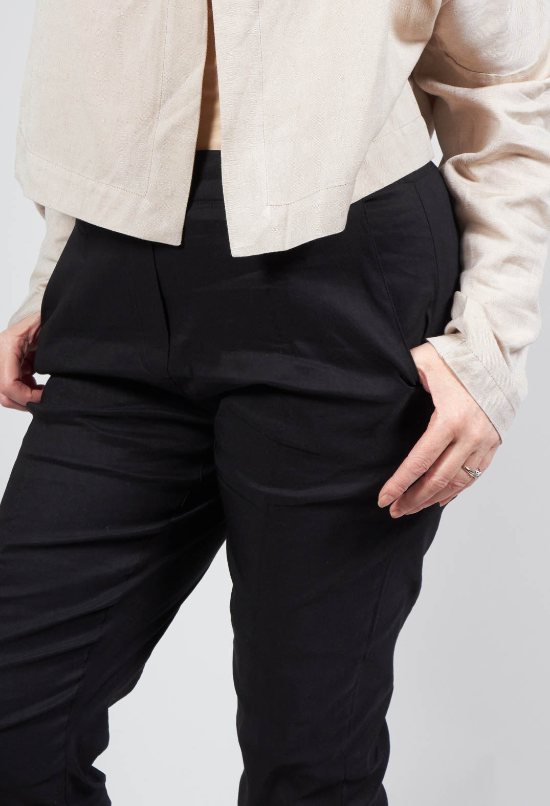 Pull on Trousers with Side Pockets in Black