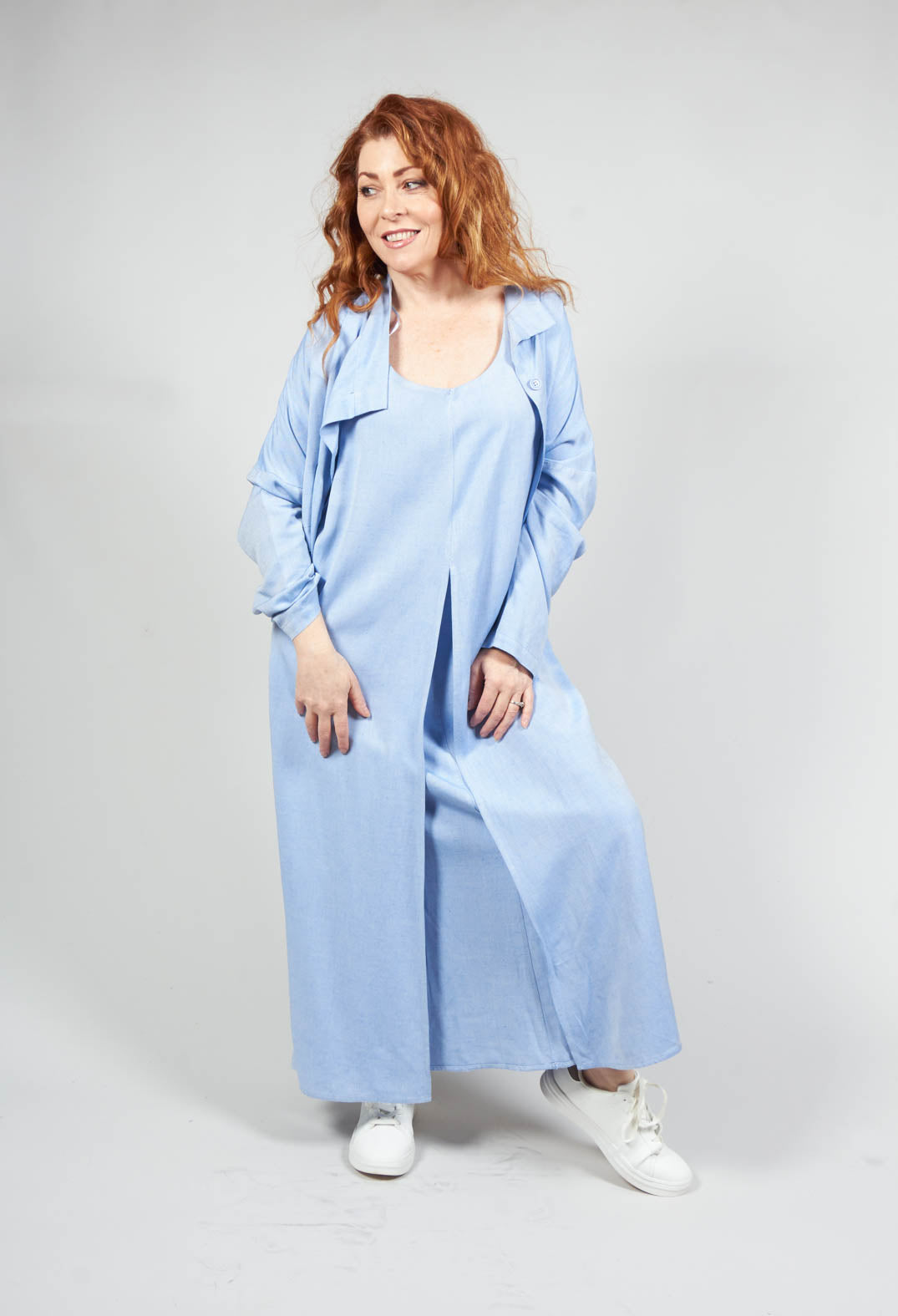 Dress with Split Overlay in Light Blue