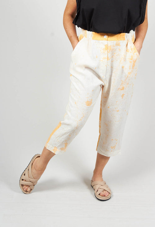 Cropped Linen Trousers in Orange Dye