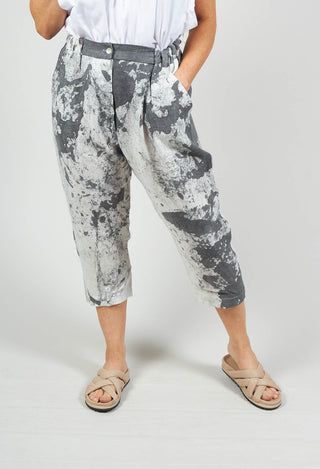 Cropped Linen Trousers in Grey Dye